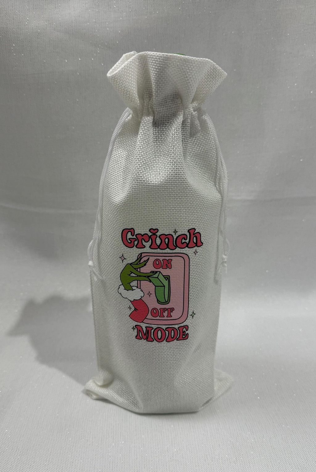 Grinch On Off Mode Burlap Wine Bottle Gift Bag, Christmas Secret Santa UK
