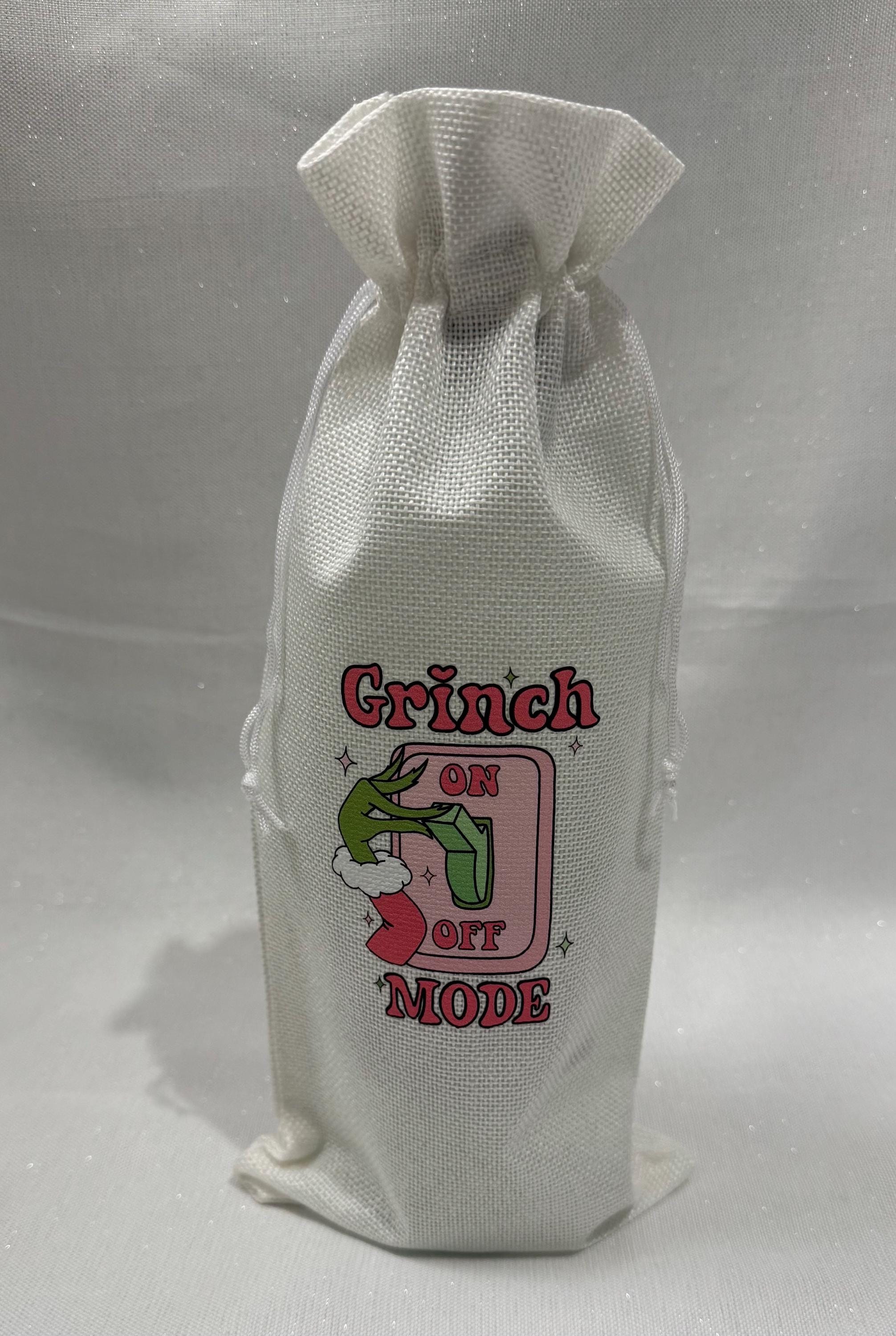 Grinch On Off Mode Burlap Wine Bottle Gift Bag, Christmas Secret Santa UK