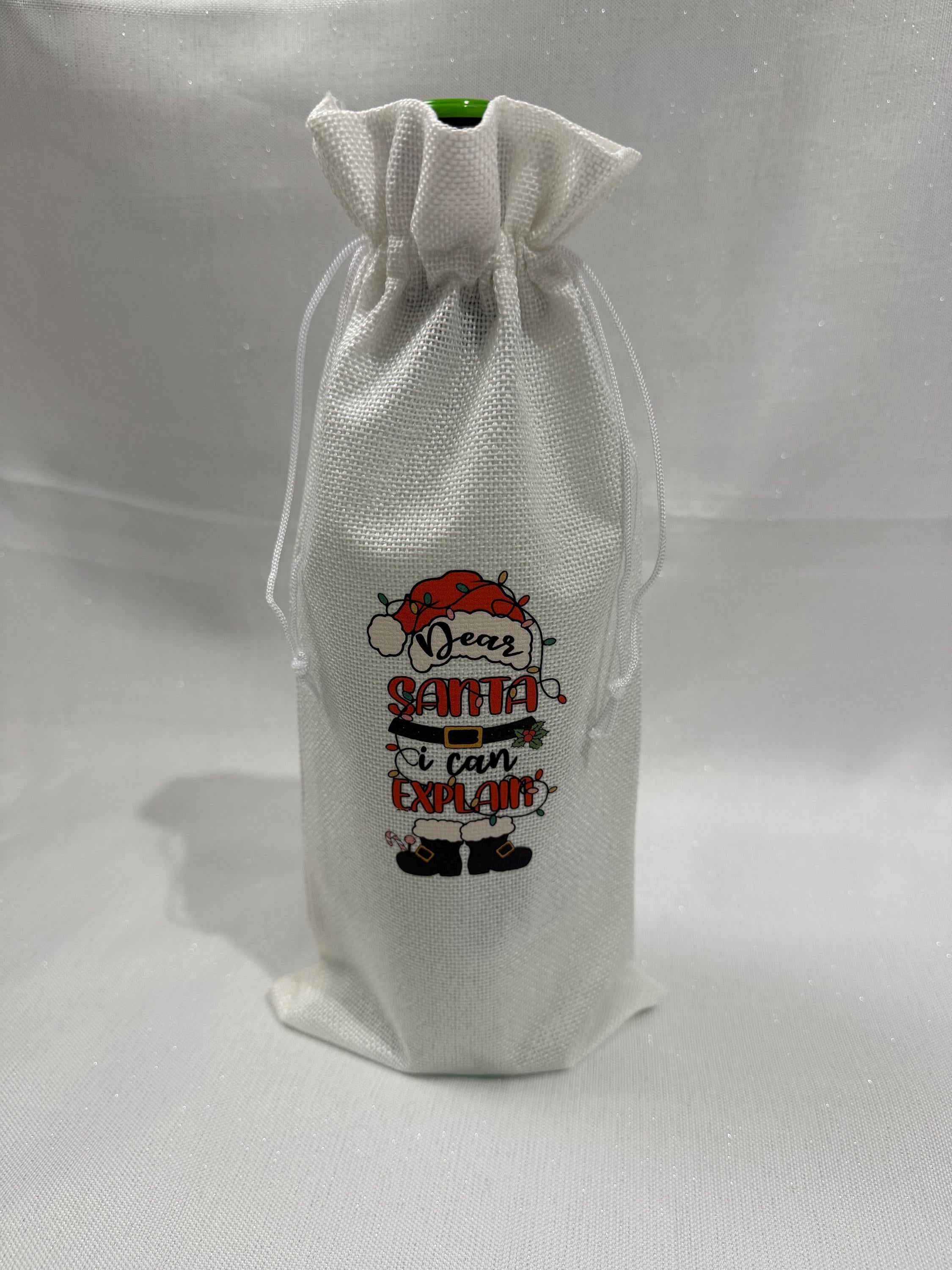 Burlap Wine Bottle Bag, Funny Christmas Gift, Secret Santa Present