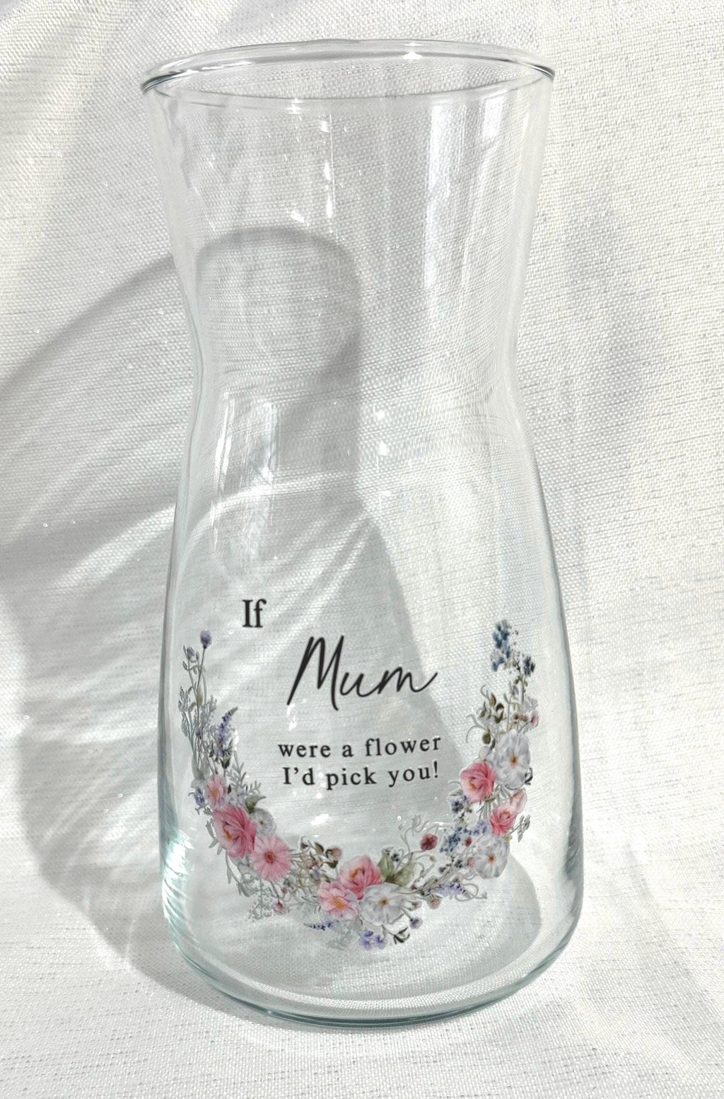 Glass Vase, Floral Quote, Mum Birthday Gift, Keepsake UK