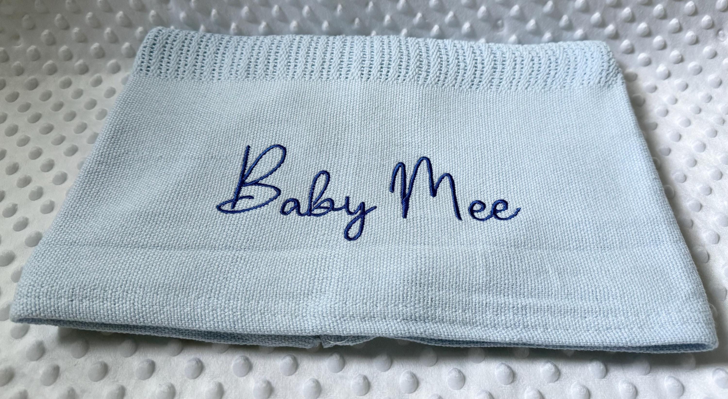 Personalised Knitted Cotton Baby Blanket, Embroidered Name Newborn Gift