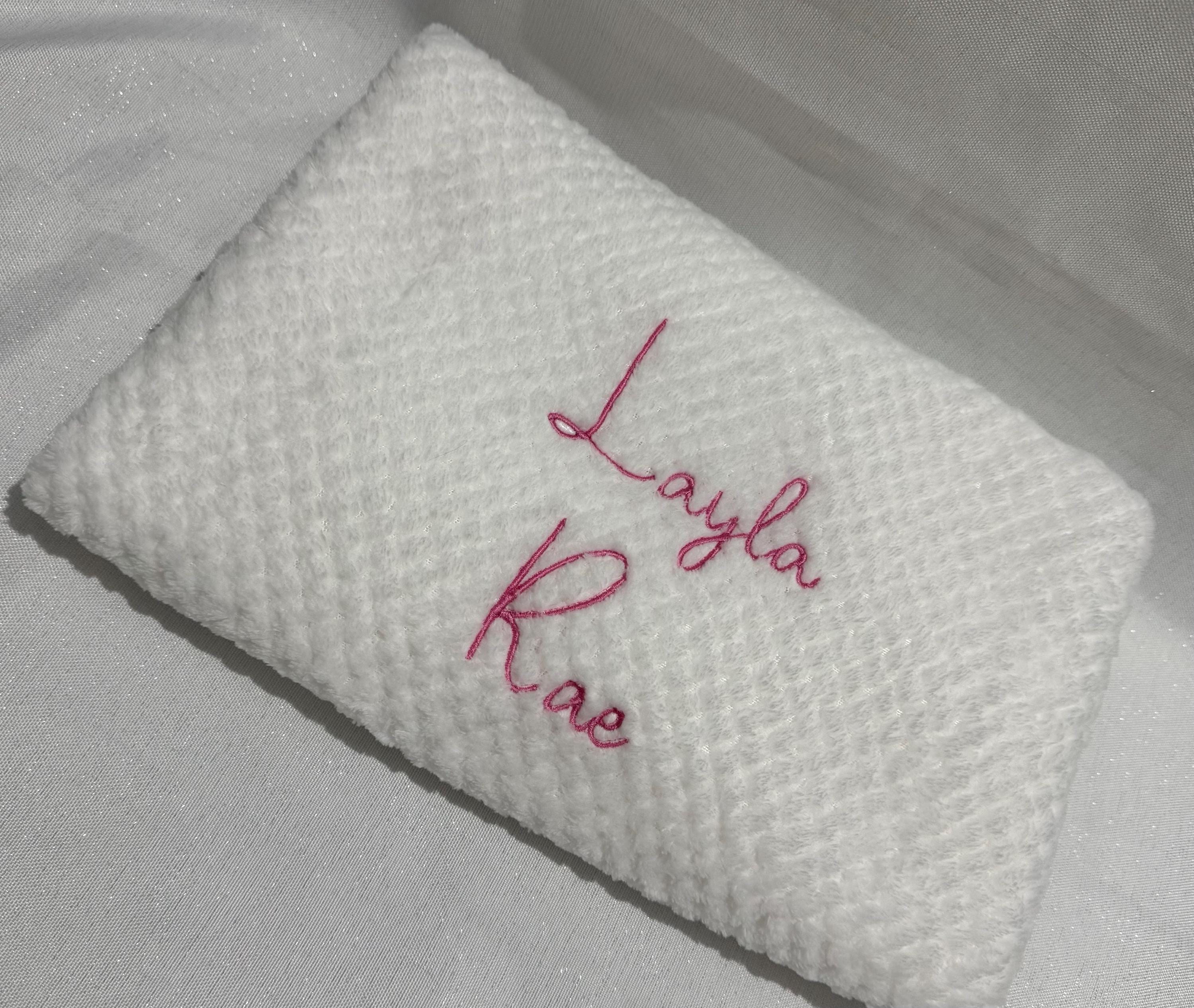 Personalised Waffle Baby Blanket, Embroidered Name Newborn Gift