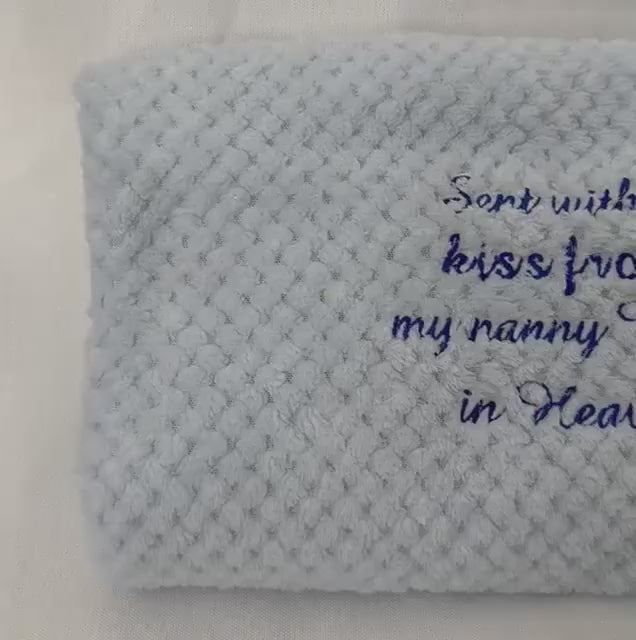 Embroidered Waffle Baby Blanket, Soft Plush Keepsake, Tribute Memorial Blanket Gift