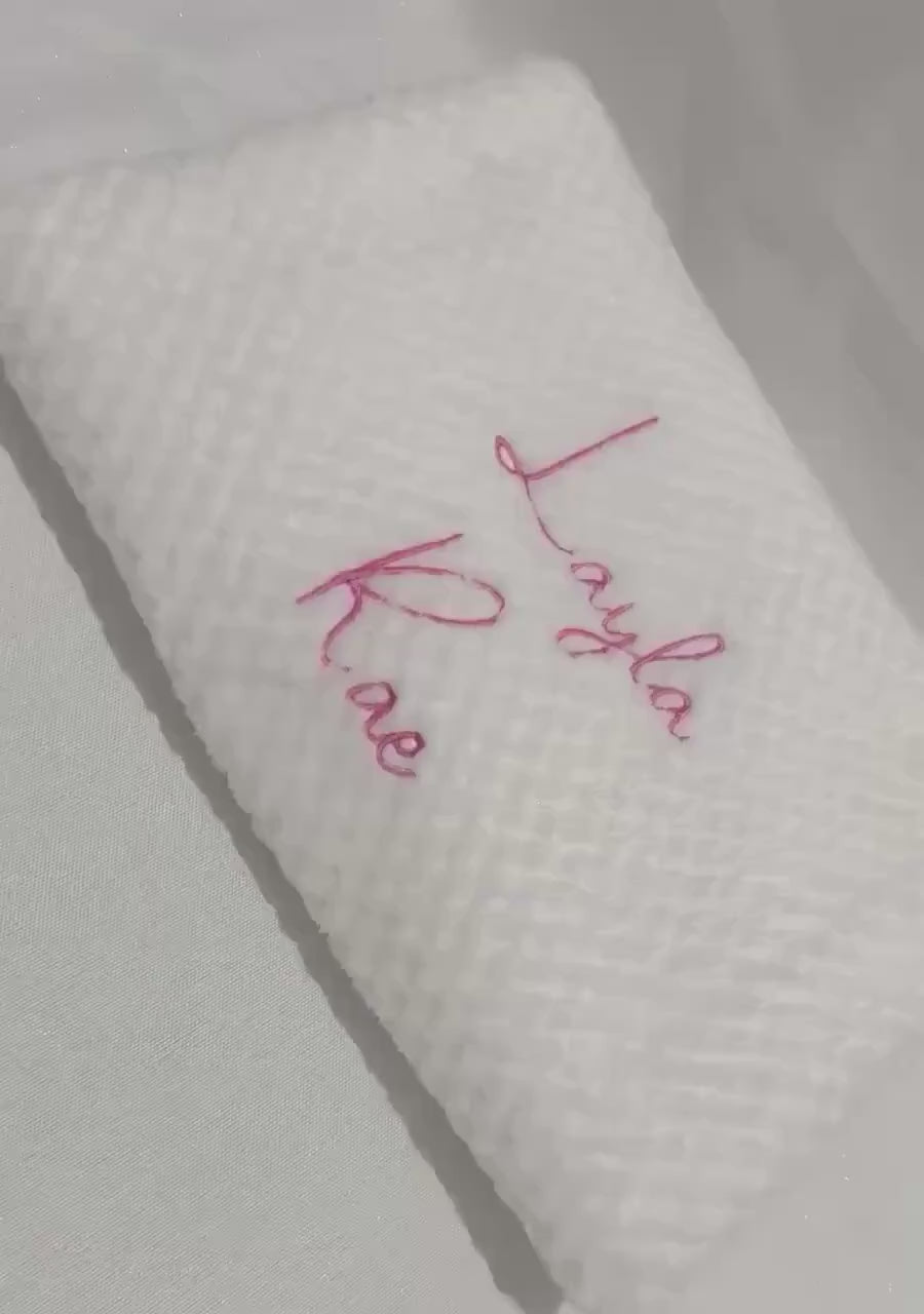 Personalised Waffle Baby Blanket, Embroidered Name Newborn Gift