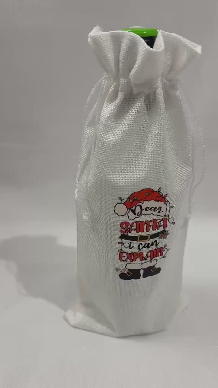 Burlap Wine Bottle Bag, Funny Christmas Gift, Secret Santa Present